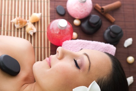 woman in spa salon relaxingの写真素材
