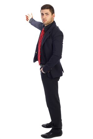 young businessman shows his hand backの写真素材