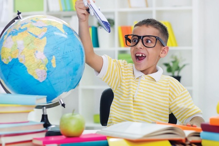 boy playing with toy and doesnの写真素材