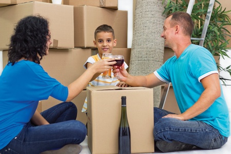 cheers with happy familyの写真素材