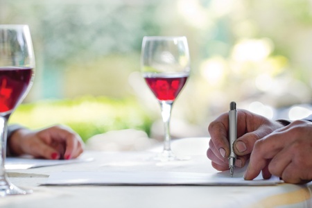 farmer signing a documentの写真素材