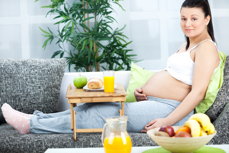  young pregnant women and healthy lifeの写真素材