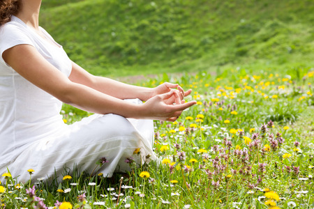 girl in one of the yoga posturesの写真素材