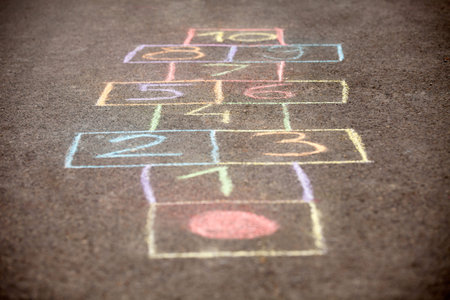 colorfull hopscotch on asphalt
