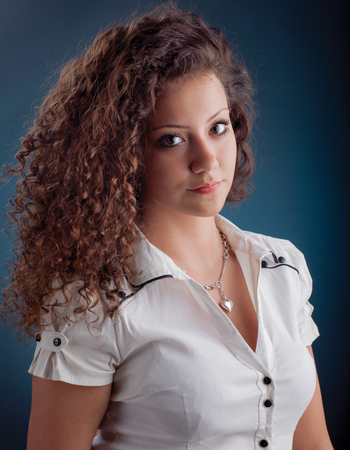 Portrait of young and beautiful brunette の写真素材