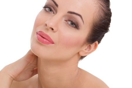 beautiful  woman posing,isolated on whiteの写真素材