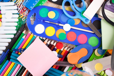 Office and student accessories , back to school conceptの写真素材