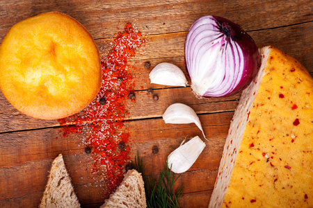 composition of fresh spices and cooking ingredientsの写真素材