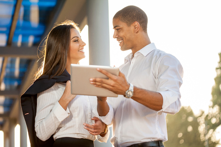 Business people  using digital tabletの写真素材