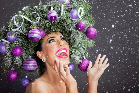 Beautiful concept woman Christmas imageの写真素材