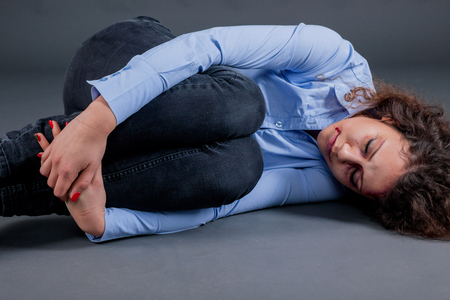 scared and battered women,concept of violence over womenの写真素材