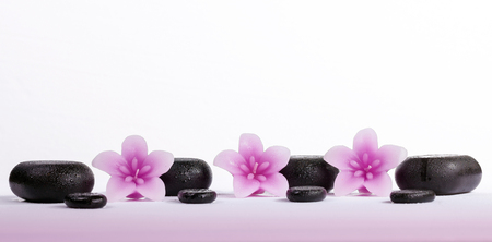 spa concept with zen basalt stonesの写真素材