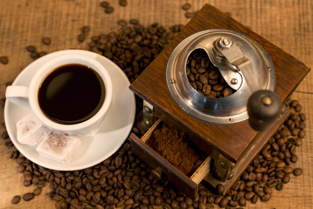 mill on dark rustic backgroundの写真素材