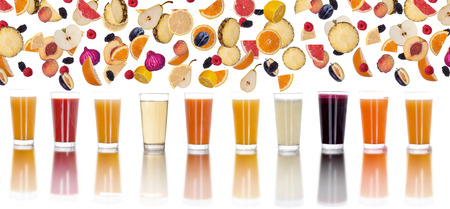 lots of mix of sliced fruits  isolated on whiteの写真素材