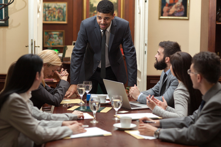 team of successful lawyer or businessman at a meeting in the officeの写真素材