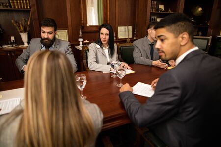 team of successful lawyer or businessman at a meeting in the officeの写真素材