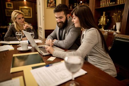 Group of successful businessmen people in a meeting in officeの写真素材