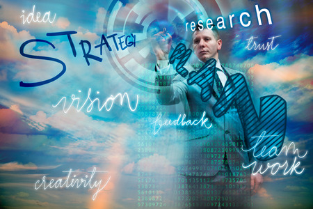 Businessman use virtual digital screenの写真素材