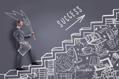 stairs to success, businessman concept and designの写真素材