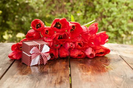 red tulips,romantic  day of love, Valentine's festival conceptの写真素材