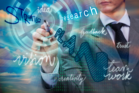 Businessman use virtual digital screenの写真素材