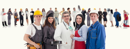 Group of workers people on white backgroundの写真素材