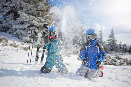 Ski, snow, sun and winter funの写真素材