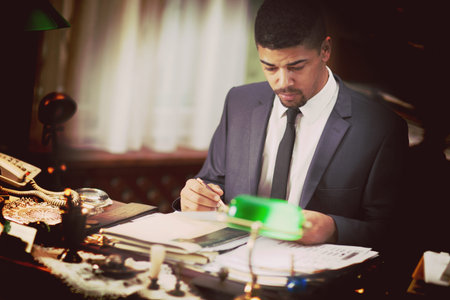 successful modern lawyer in officeの写真素材