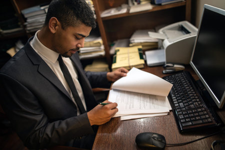 successful modern lawyer in office