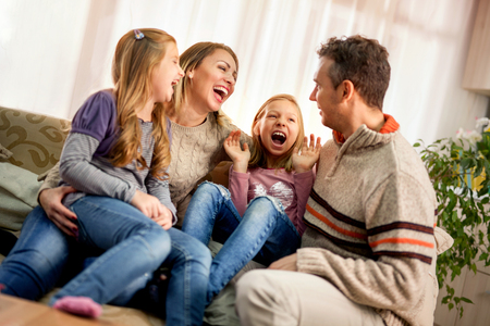 Picture of happy family having fun time togetherの写真素材