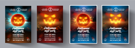Set of Flyers for a night party in the style of Halloween.のイラスト素材