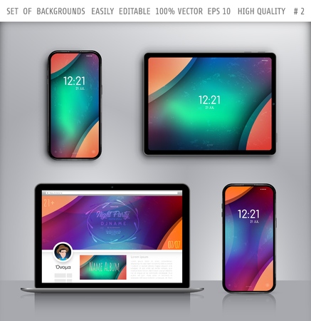 Vector wallpaper for smartphone.Abstract illustration.Background or backdrop for application,lock screen,banner,kit,ui interface. Modern colourful layout theme with. Mockup phone, tablet.のイラスト素材
