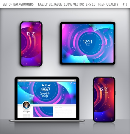 Vector wallpaper for smartphone.Abstract illustration.Background or backdrop for application,lock screen,banner,kit,ui interface. Modern colourful layout theme with. Mockup phone, tablet,laptop.のイラスト素材