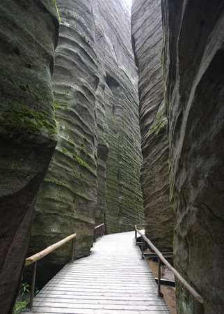 Adrspach beautiful Rock City, built of sandstone, landscape, canionの写真素材