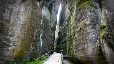 Adrspach beautiful Rock City, built of sandstone, landscape, canionの写真素材