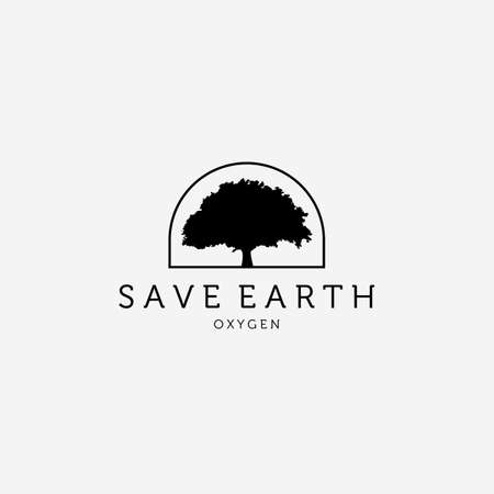 Save the Earth Logo Vector Design Illustration Vintage, Save Treesのイラスト素材
