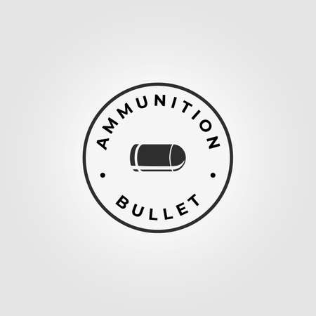 Minimalist Emblem Bullet Logo Vintage Vector Outline Ammo Ammunition Illustration Designのイラスト素材