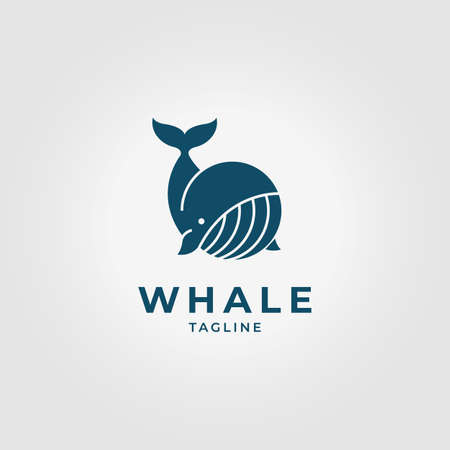 minimalist whale logo icon vintage vector illustration designのイラスト素材