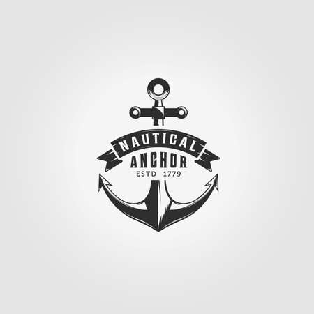 Vintage Anchor  Illustration Design. Nautical Ocean Concept. Adventure and Travel with a Yachtのイラスト素材