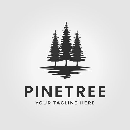 simple pine tree logo icon design illustration vectorのイラスト素材