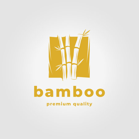 Simple Emblem Of Bamboo Vector Logo Icon Design, Bamboo Shape Illustrationのイラスト素材