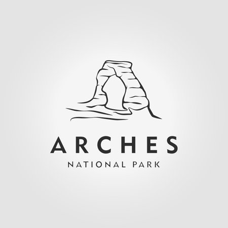 Simple Line Art Arches National Park Logo Design Vector Illustrationのイラスト素材