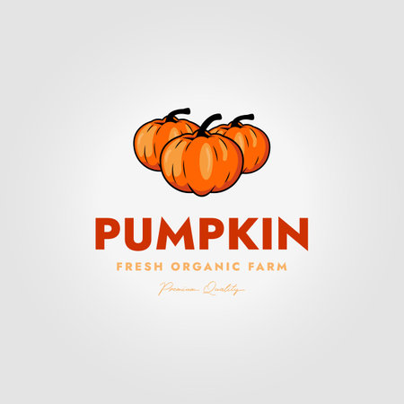 simple vintage pumpkin logo vector design illustrationのイラスト素材