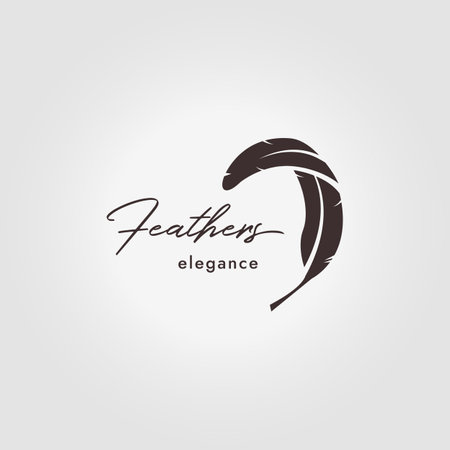 typography of feathers logo icon, illustration of plumage design vectorのイラスト素材