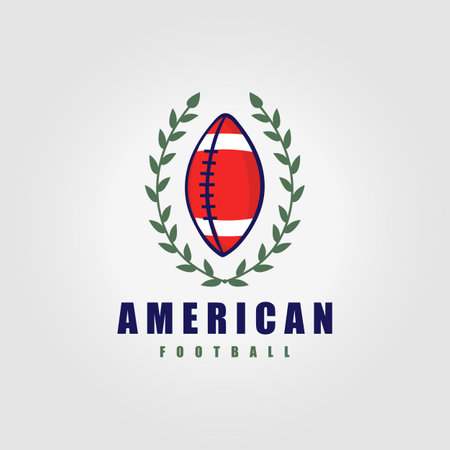 rugby ball logo evolution from concept to brand with a greek, illustration design of american football icon design vectorのイラスト素材