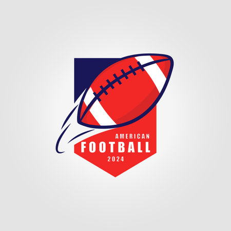 simple emblem of rugby ball logo icon design, minimalist vector of american football teamのイラスト素材