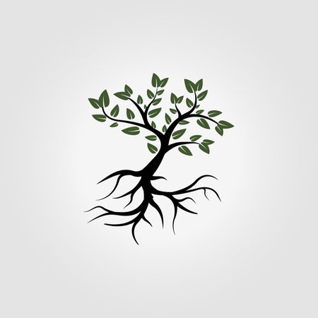 minimalist nature tree logo vector, wildlife illustration design, vintage environmental earth iconのイラスト素材