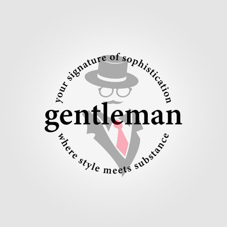 emblem of gentleman logo retro, illustration of businessman vintage design, mafia icon with eyeglassのイラスト素材