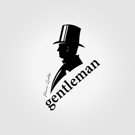 vector vintage logo of businessman man, billionaire illustration design, gentleman icon retroのイラスト素材