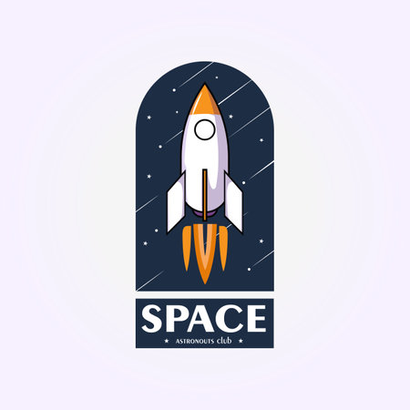 rocket logo template emblem, spaceship icon vector design, aircraft vintage illustrationのイラスト素材